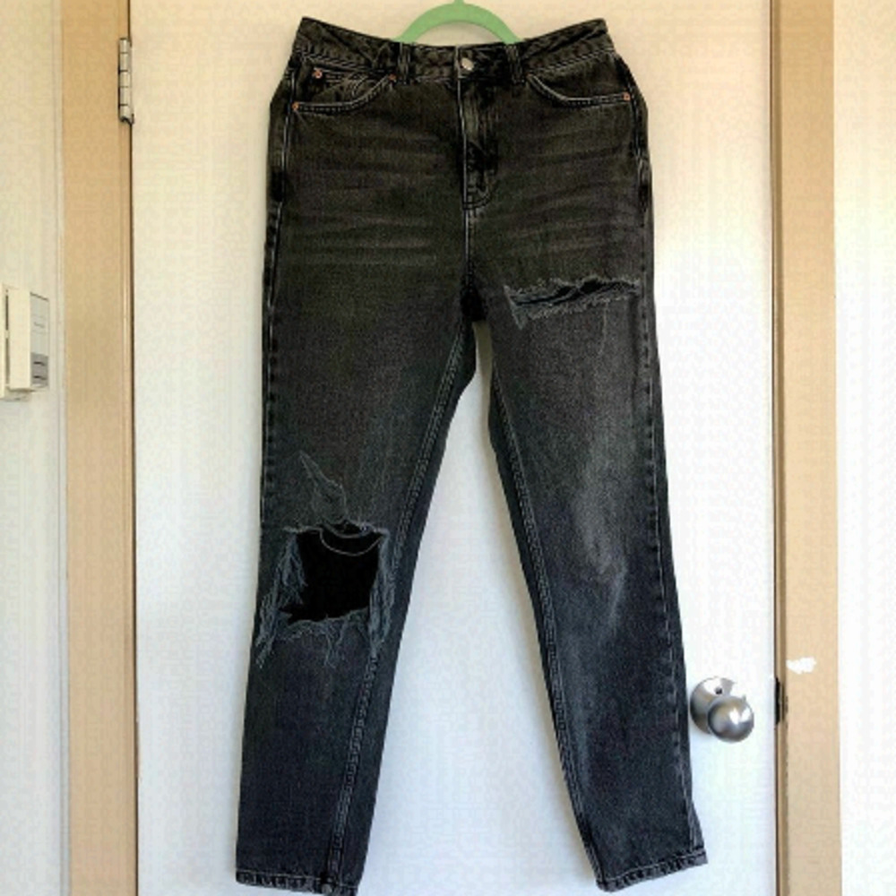 TOPSHOP women's Mom distressed Jeans Black size 28 (UK size 10)